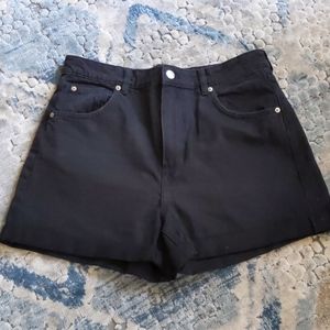 Black denim high waisted shorts